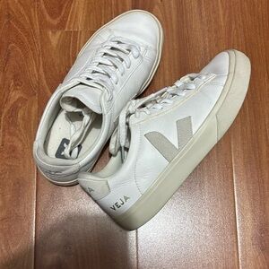 Veja Women’s White and Cream Sneakers